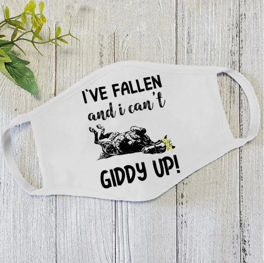 Giddy Up Face Mask White MEI