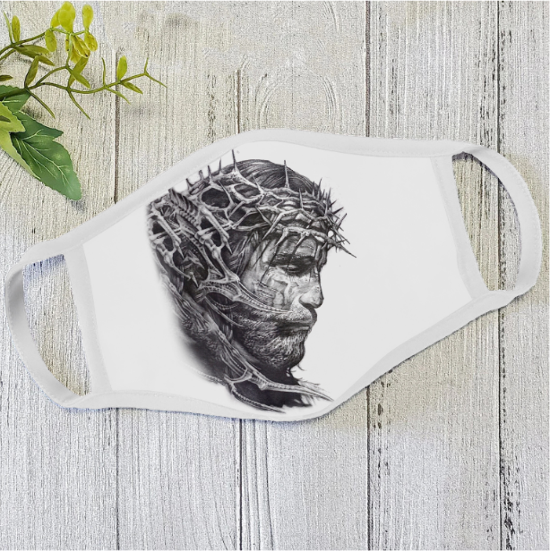 Jesus Face Mask White TQH