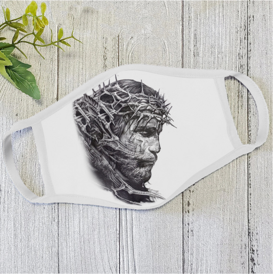Jesus Face Mask White TQH