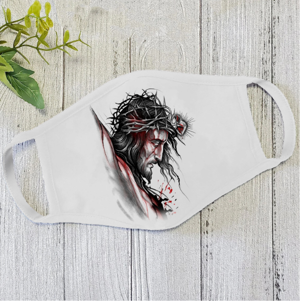 Jesus Face Mask White TQH
