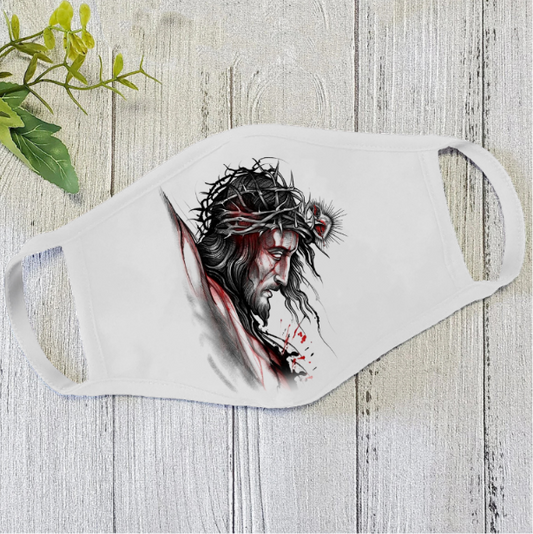 Jesus Face Mask White TQH