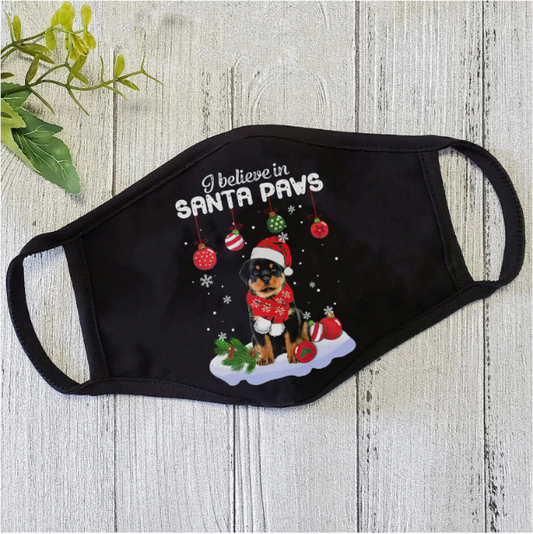 Dog Mask I Believe In Santa Paws Polyblend Face Mask HG