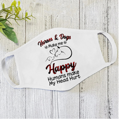 Horse And Dogs Face Mask White MEI