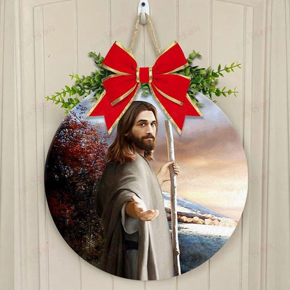Christmas Love Jesus Round Wooden Door Plate
