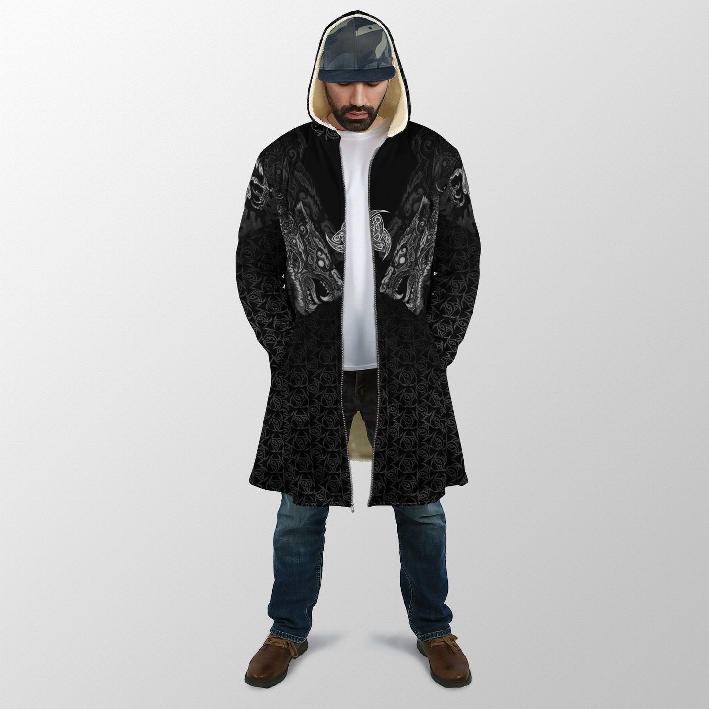 Fenrir Wolf Viking 3D All Over Printed Unisex Deluxe Hoodie ML