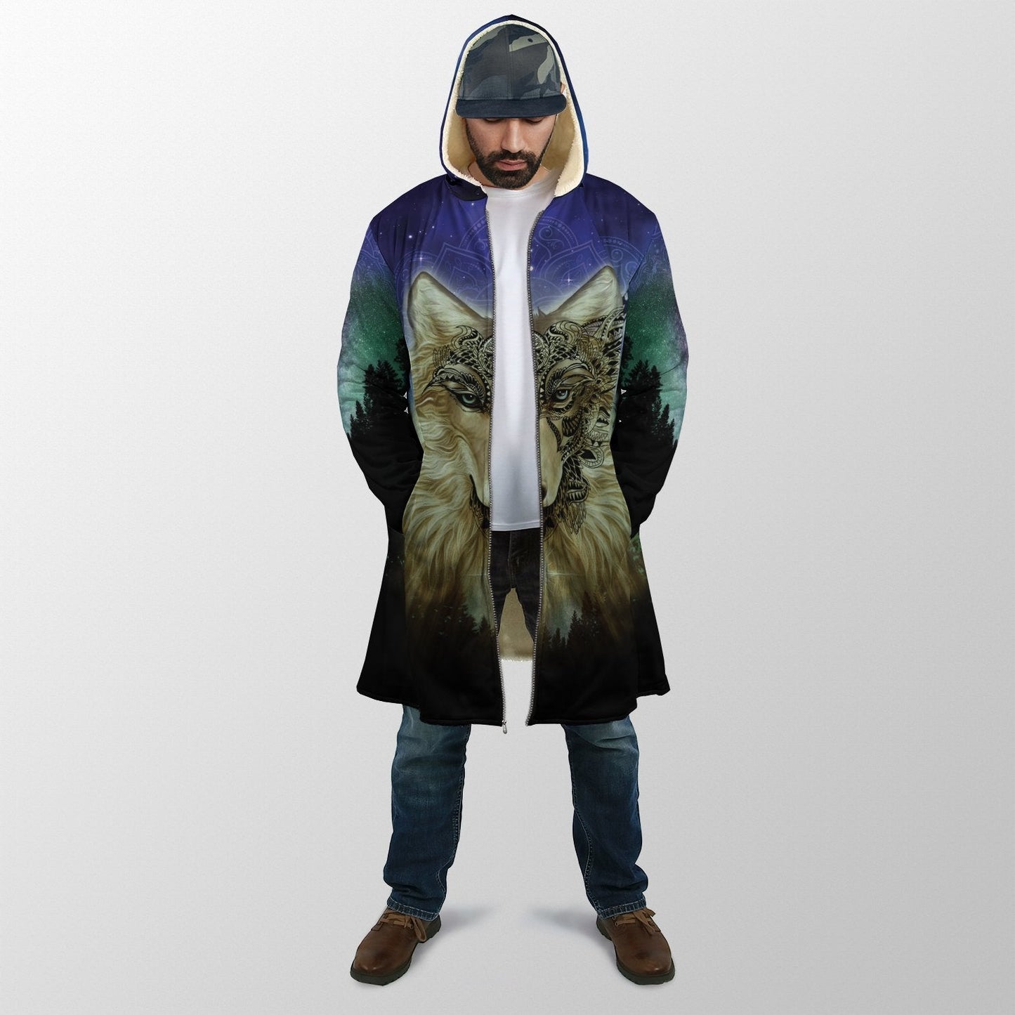 Native Wolf Mandala Pattern All Over Printed Unisex Deluxe Hoodie ML
