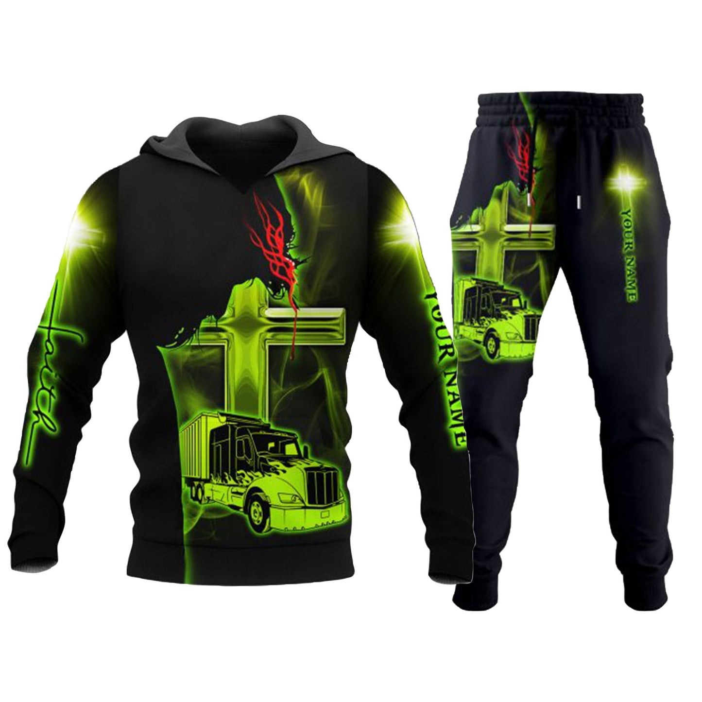 Premium Personalized Jesus Trucker Combo Hoodie And Sweatpants MEI
