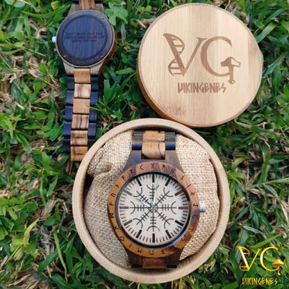 Helm of Awe Aegishjalmr Handmade Wooden Watch