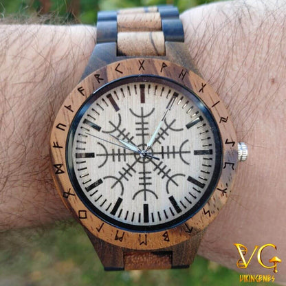 Helm of Awe Aegishjalmr Handmade Wooden Watch