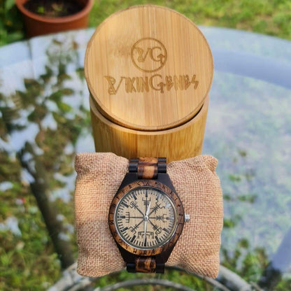 Vegvisir Handmade Engraved Wooden Watch