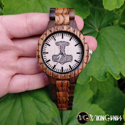 Thor's Hammer Mjölnir Handmade Wooden Watch