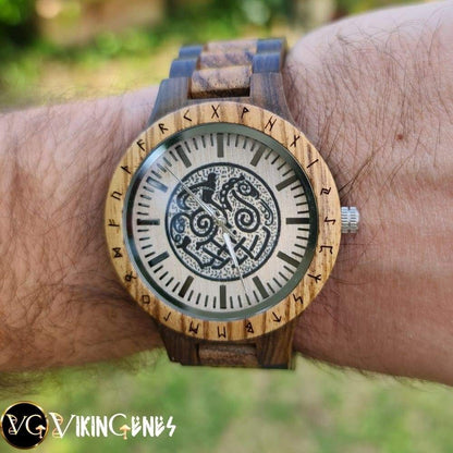 Eight legs Odin's Horse Sleipnir Handmade Wooden Watch