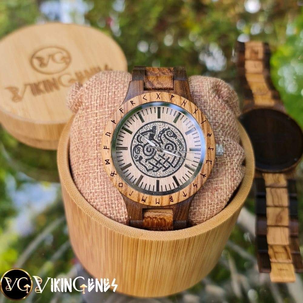 Eight legs Odin's Horse Sleipnir Handmade Wooden Watch