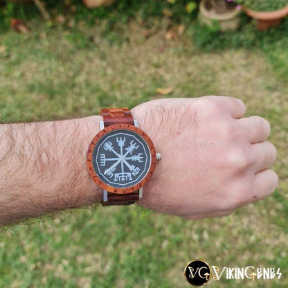 Vegvisir Handmade Engraved Wooden Watch