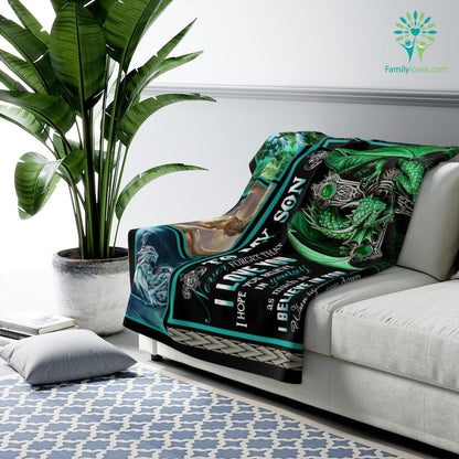 Custom Blanket To My Son Green Dragon - Best Christmas Gift For Son- Sherpa Blanket DL