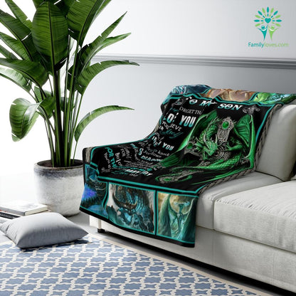 Custom Blanket To My Son Green Dragon - Best Christmas Gift For Son- Sherpa Blanket DL
