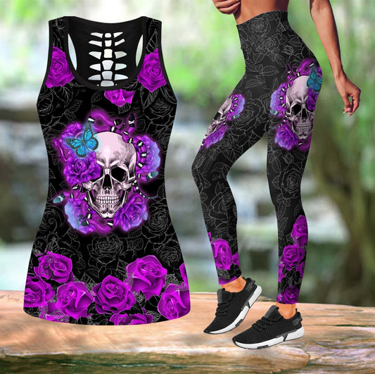 Skull Rose tanktop & legging outfit for women TR190401 - Amaze Style™-Apparel