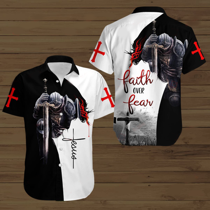 Faith Over Fear Knight Jesus Christ 3D All Over Printed Shirts