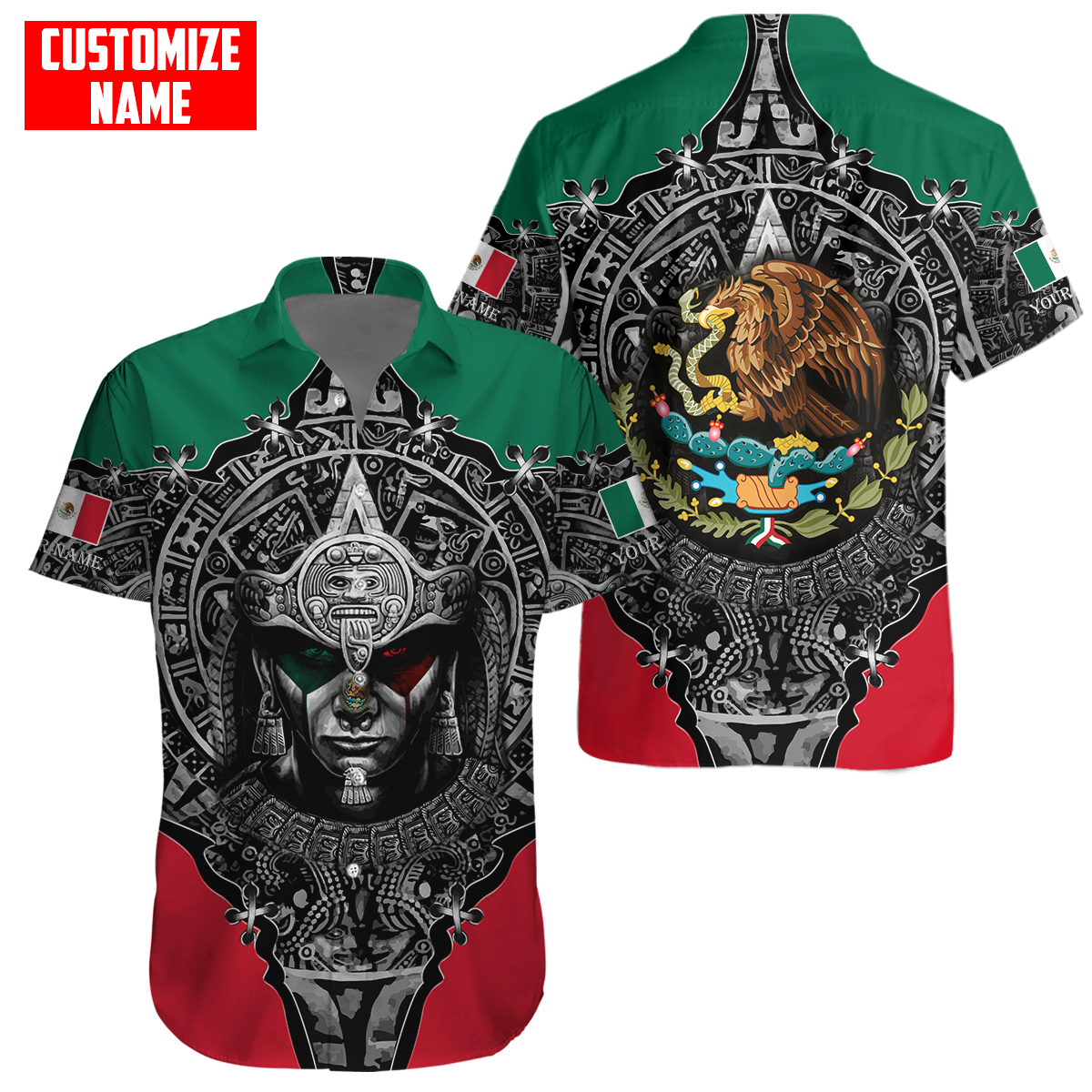 Personalized Name Aztec Mexican 3D All Over Printed Unisex Shirts