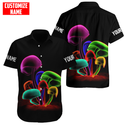 Customize Name Mushroom Hippie Hawaii Shirt For Men And Women