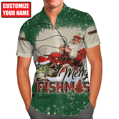 Customized Name Merry Fishmas 3D All Over Printed Unisex Shirts