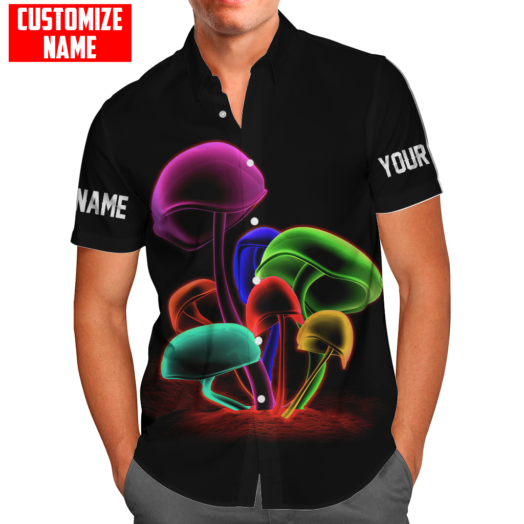 Customize Name Mushroom Hippie Hawaii Shirt For Men And Women