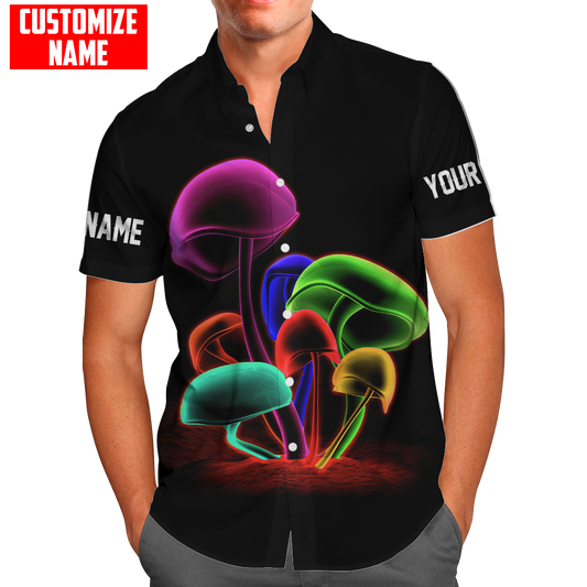 Customize Name Mushroom Hippie Hawaii Shirt For Men And Women