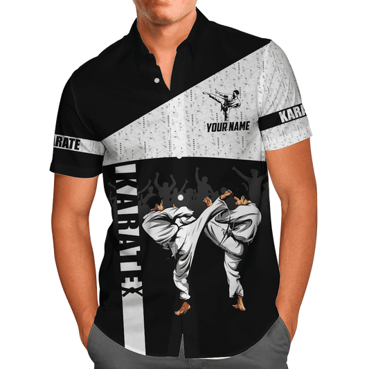 Customize Name Karate Hawaii Shirt For Men And Women
