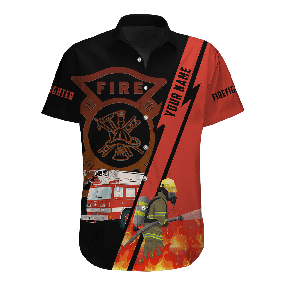 Customize Name Firefigher Hawaii Shirt For Men And Women