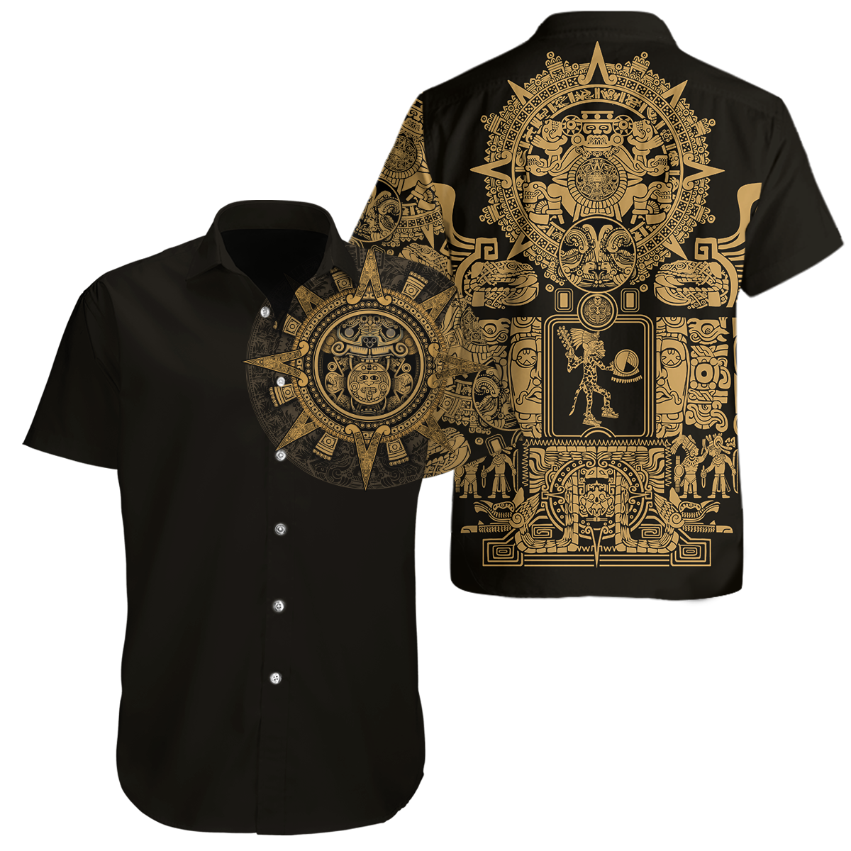 Aztec Mexican Yellow 3D All Over Printed Unisex Shirts no2