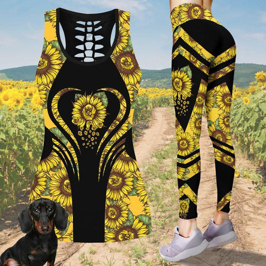 Dachshund Sunflower Combo Tank + Legging TA032435 - Amaze Style™-Apparel