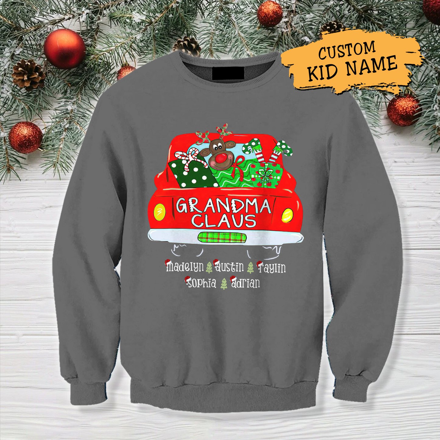 Grandma Claus Christmas Sweatshirt Personalized Gift For Mother Mama Grandma