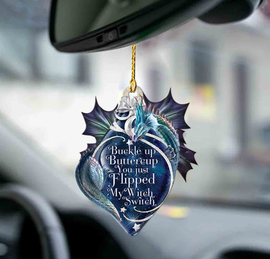 Dragon buckle up two sided ornament