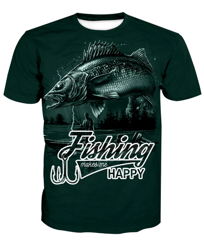 FISHING MAKES ME HAPPY - WALEYE FISHING T-SHIRT HC3404 - Amaze Style™-Apparel