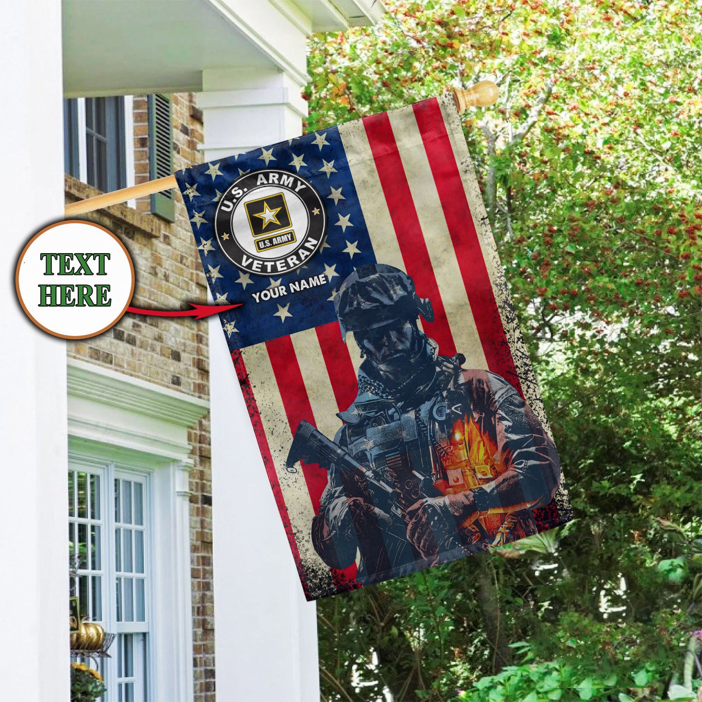 Custom Flag For United States Army Veteran 3D All Over Printed