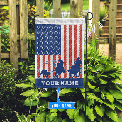 Personalized Name American Team Roping Flag