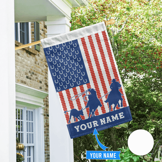 Personalized Name American Team Roping Flag