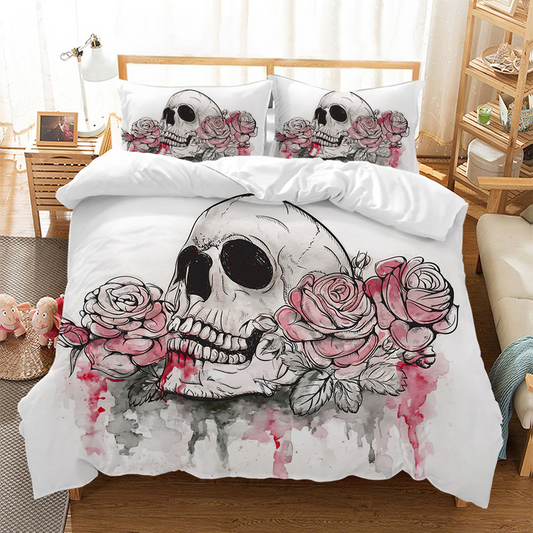 Skull Flower Bedding Set