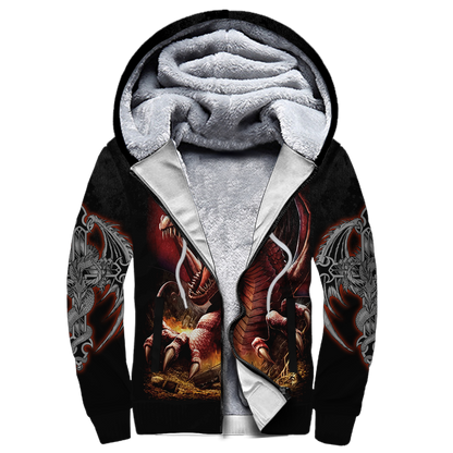 3D Armor Tattoo and Dungeon Dragon Hoodie HAC140101-Apparel-NM-Fleecezip hoodie-S-Vibe Cosy™