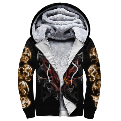 3D Armor Tattoo and Dungeon Dragon Hoodie HAC130101-Apparel-NM-Fleecezip hoodie-S-Vibe Cosy™
