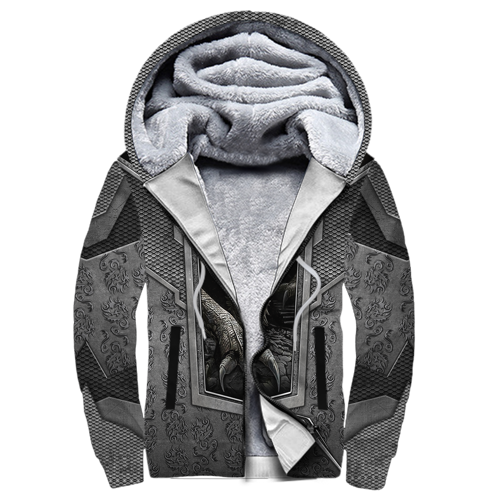 3D Tattoo and Dungeon Dragon Hoodie HAC27125-Apparel-NM-Fleecezip hoodie-S-Vibe Cosy™