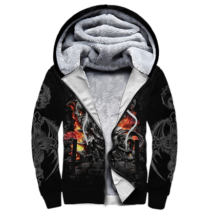3D Armor Tattoo and Dungeon Dragon Hoodie HAC140103-Apparel-NM-Fleecezip hoodie-S-Vibe Cosy™
