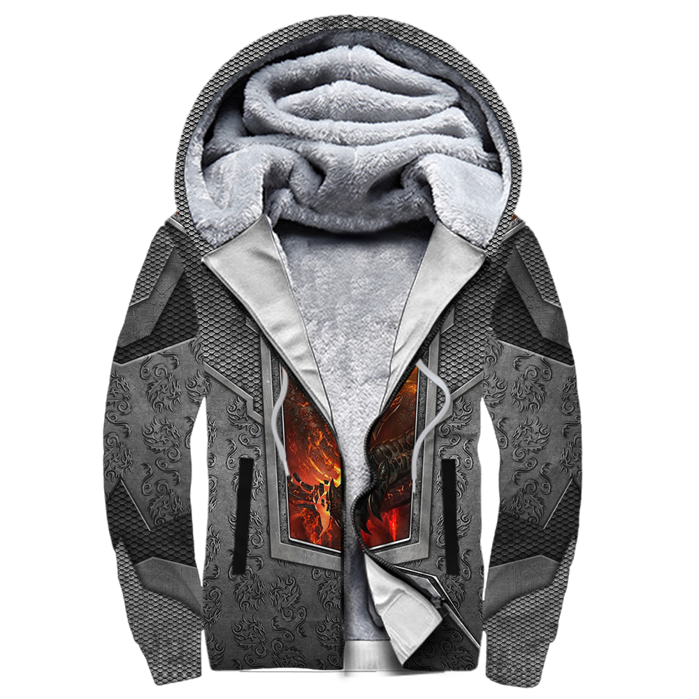 3D Tattoo and Dungeon Dragon Hoodie HAC020115-Apparel-NM-Fleecezip hoodie-S-Vibe Cosy™