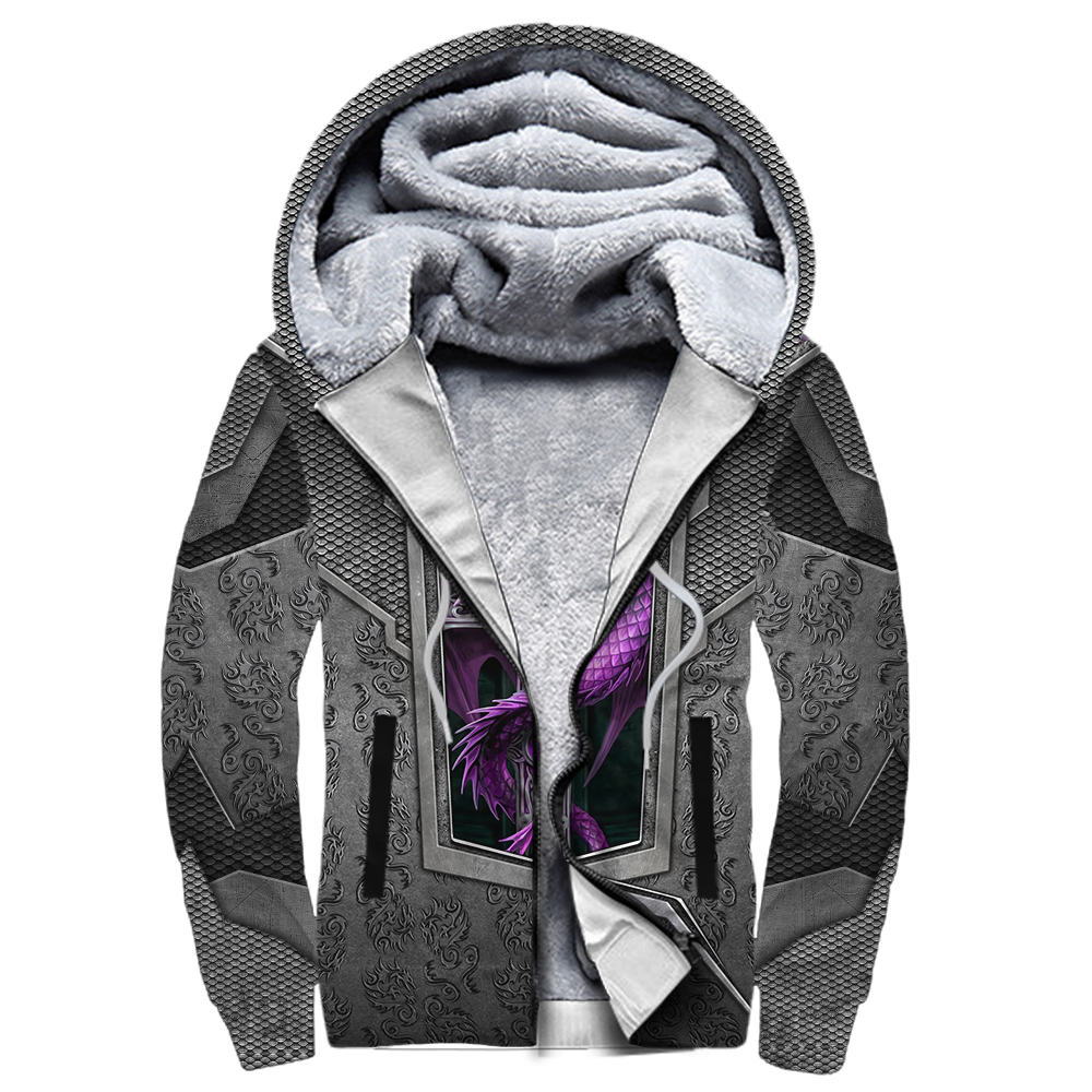 3D Tattoo and Dungeon Dragon Hoodie HAC27121-Apparel-NM-Fleecezip hoodie-S-Vibe Cosy™