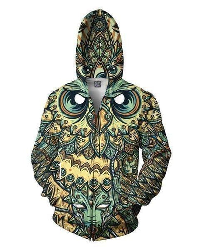 God Owl of Dreams Zip-Up Hoodie HC1404 - Amaze Style™-Apparel
