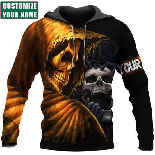 Customize Name Skull Hoodie For Men And Women