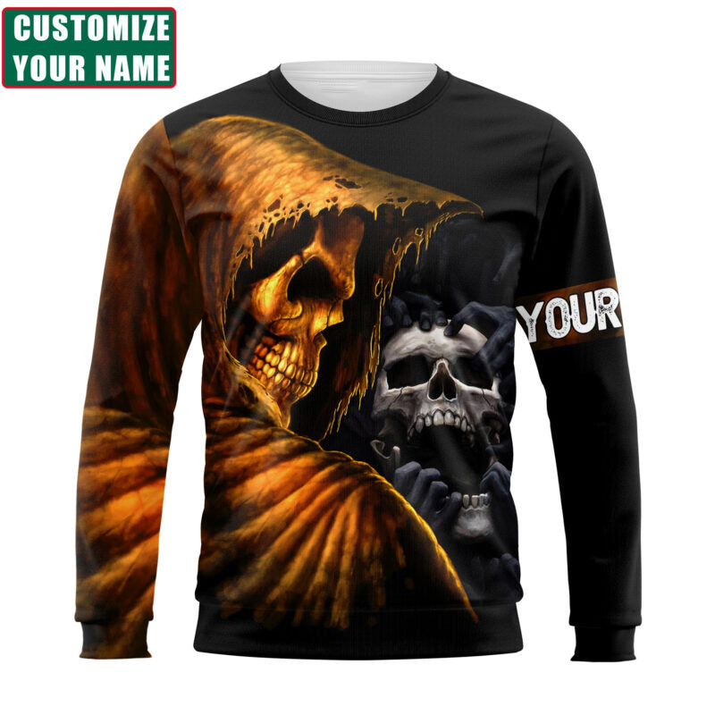 Customize Name Skull Hoodie For Men And Women