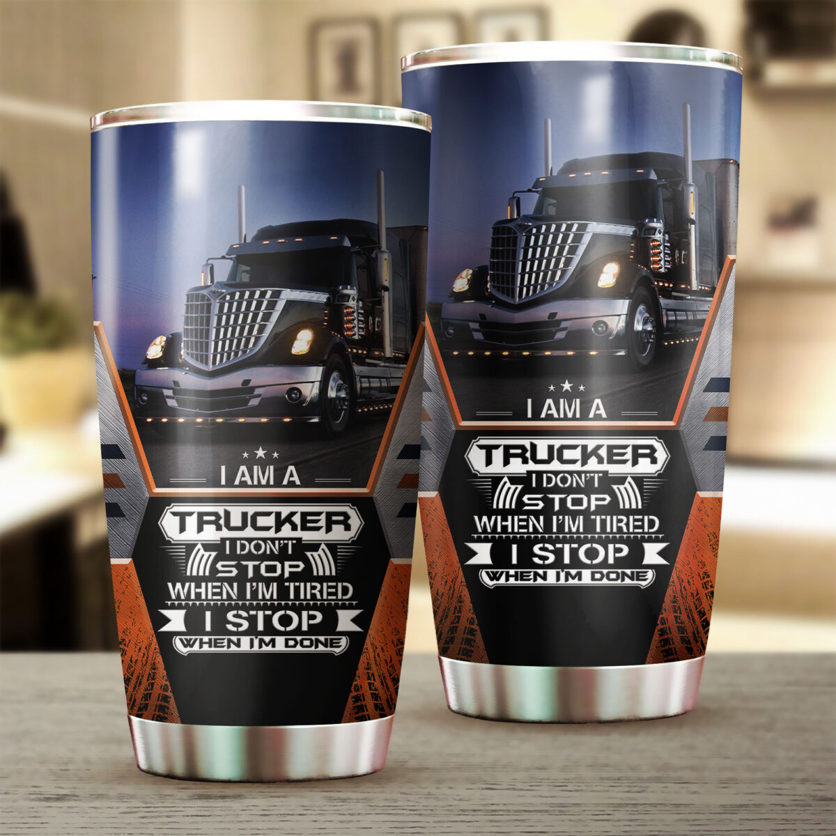 Premium 3D Printed Trucker I Stop When I Am Done Stainless Tumbler MEI