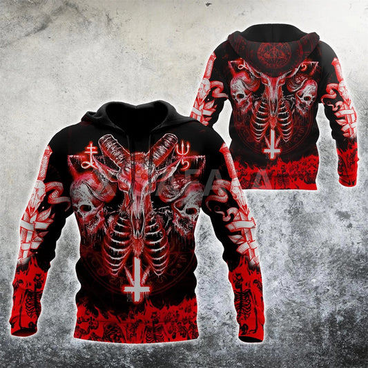 Premium Satanic Skull Viking Trippy 3D Over Printed