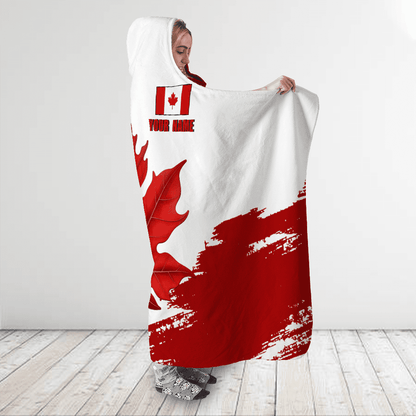 Canada Day No3 Personalized Name Pullover Premium Unisex Hooded Blanket Maple Leaf